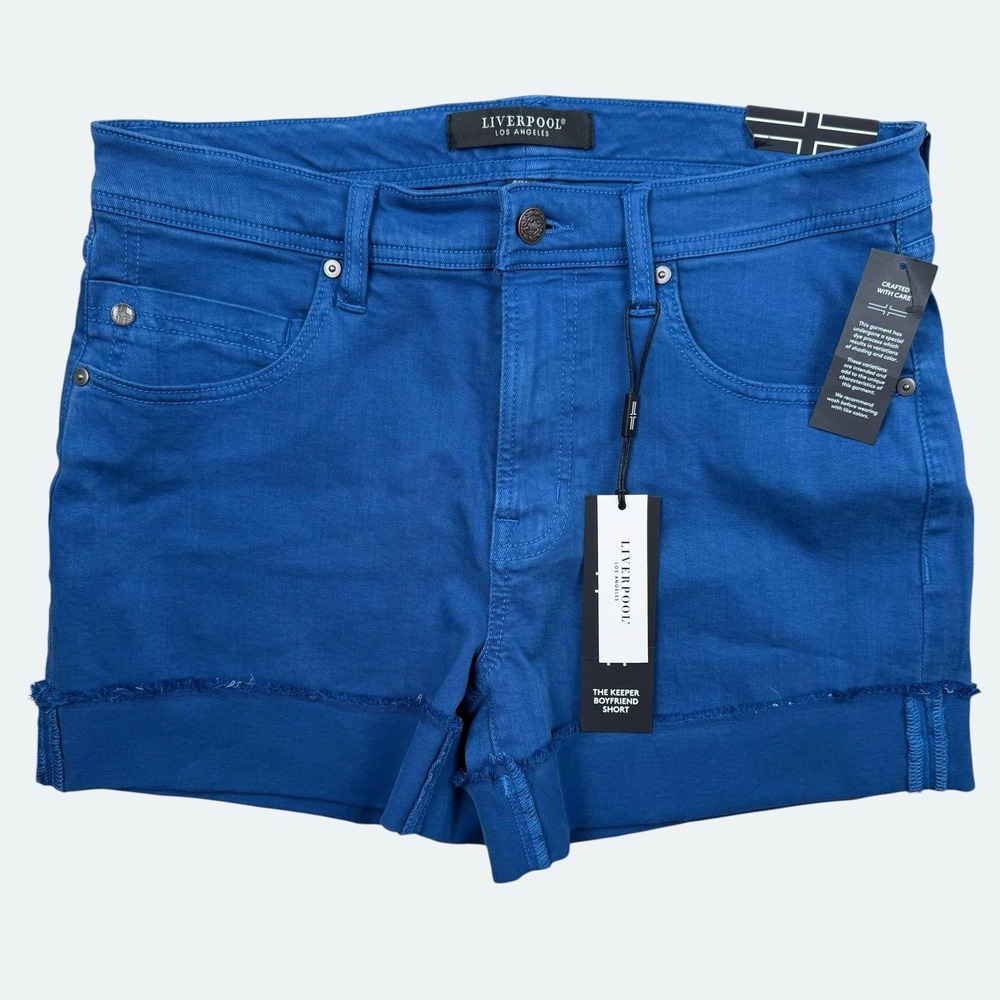 Liverpool Shorts Womens 8/29 Atlantis Blue Keeper Boyfriend Denim LM9349WF‎